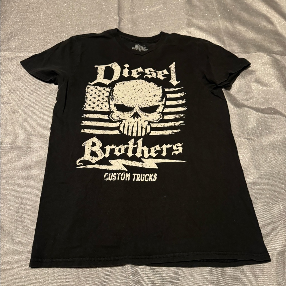 Diesel Black Short Sleeve Tee with Skull Graphic